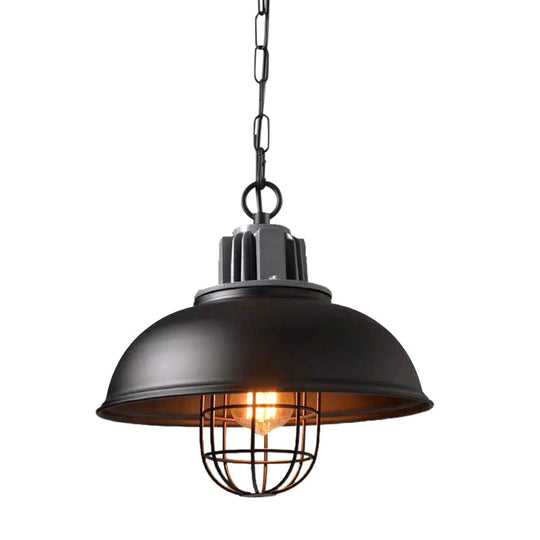 Industrial Metal Cage Pendant Ceiling Light In Black - Stylish Dining Room Hanging Lighting