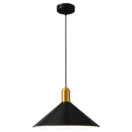 Black Cone-Shaped Retro Pendant Light - Metal Hanging Fixture