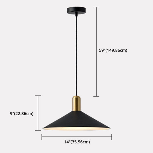 Black Cone-Shaped Retro Pendant Light - Metal Hanging Fixture