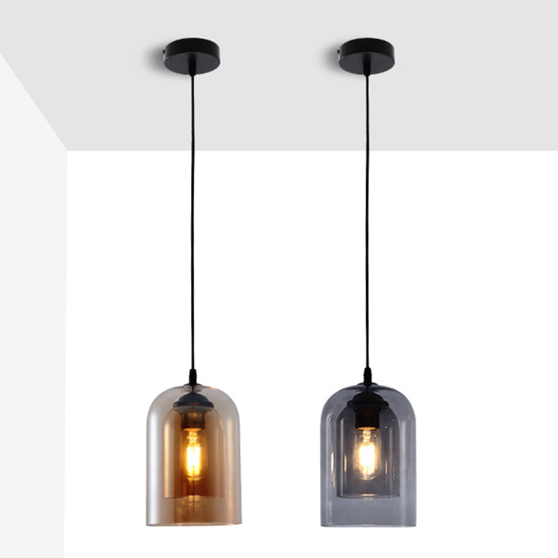 Modern Glass Cylinder Pendant Light For Dining Room - Hanging Lighting