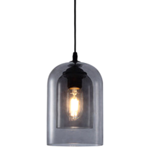 Modern Glass Cylinder Pendant Light For Dining Room - Hanging Lighting Smoke Gray