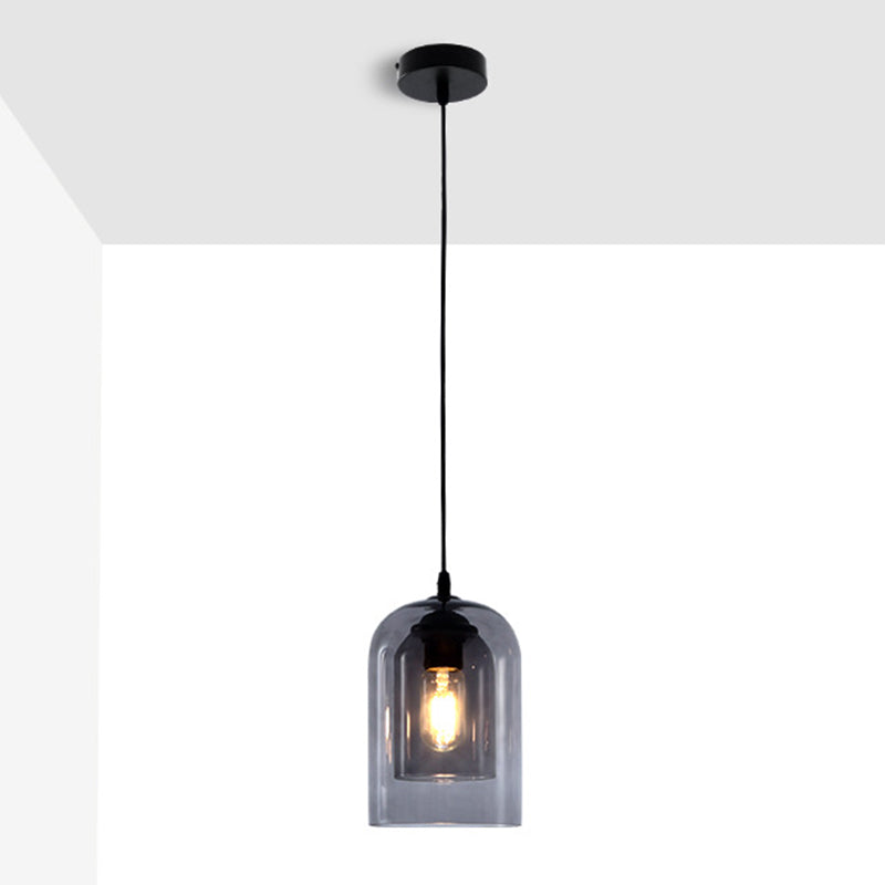 Modern Glass Cylinder Pendant Light For Dining Room - Hanging Lighting