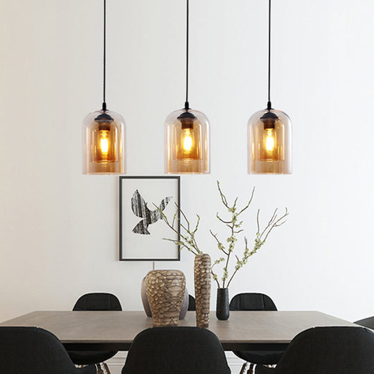 Modern Glass Cylinder Pendant Light For Dining Room - Hanging Lighting