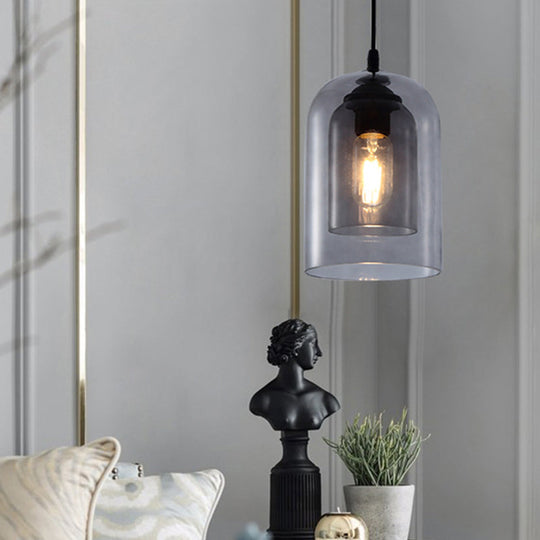 Modern Glass Cylinder Pendant Light For Dining Room - Hanging Lighting