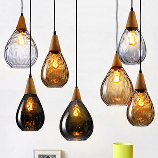 Nordic Style Teardrop Glass Pendant Ceiling Light For Dining Room