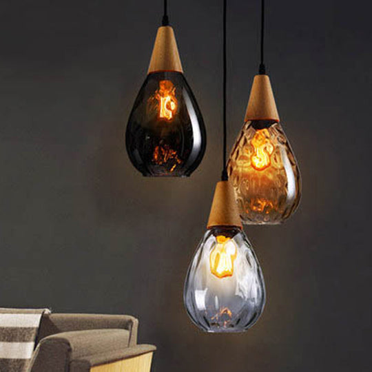 Nordic Style Teardrop Glass Pendant Ceiling Light For Dining Room