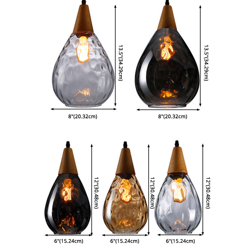 Nordic Style Teardrop Glass Pendant Ceiling Light For Dining Room