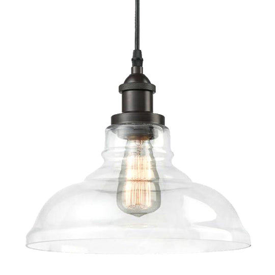 Glass Bowl Pendant Lighting Fixture - Minimalist Style Hanging Lamp Kit For Restaurants