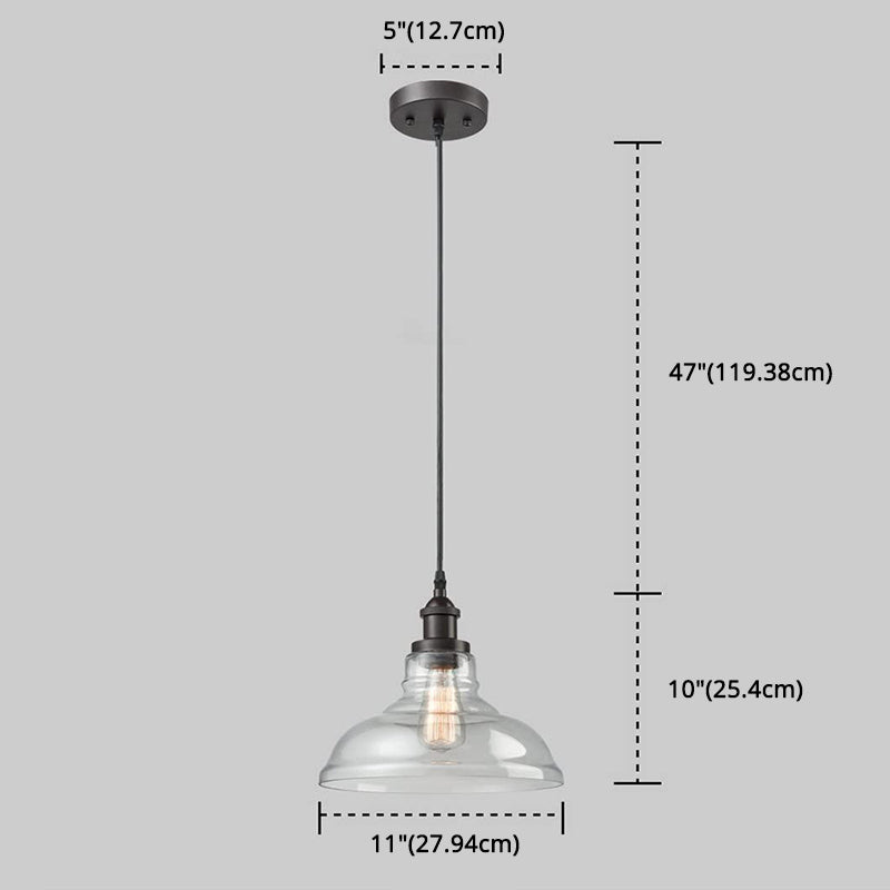 Glass Bowl Pendant Lighting Fixture - Minimalist Style Hanging Lamp Kit For Restaurants