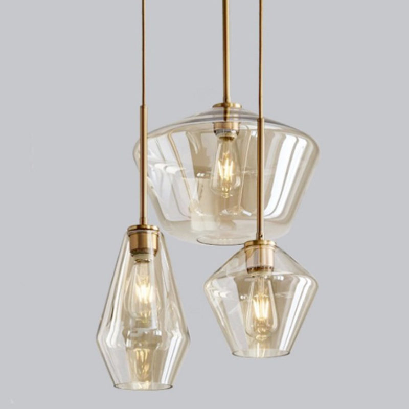 Cup-Shape Minimalist Pendant Lighting Fixture with Glass Shade