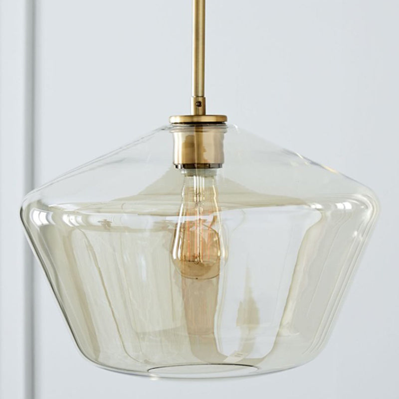 Cup-Shape Minimalist Pendant Lighting Fixture with Glass Shade