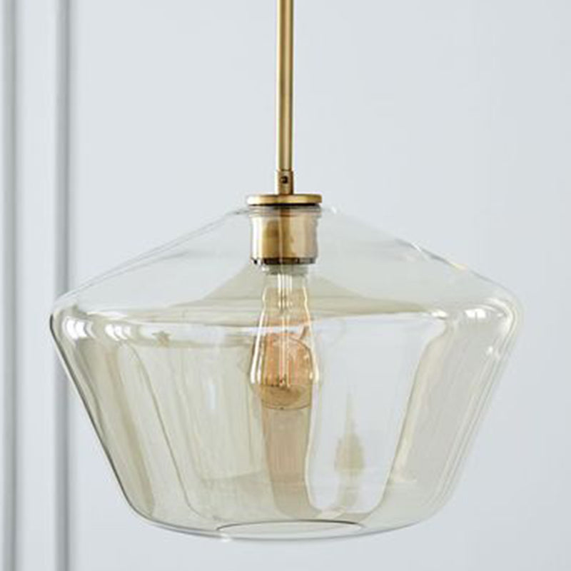 Cup-Shape Minimalist Pendant Lighting Fixture with Glass Shade