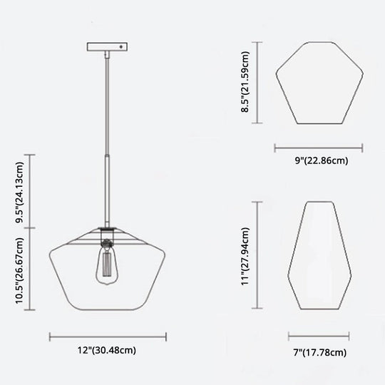 Cup-Shape Minimalist Pendant Lighting Fixture with Glass Shade