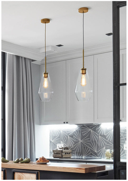 Cup-Shape Minimalist Pendant Lighting Fixture with Glass Shade