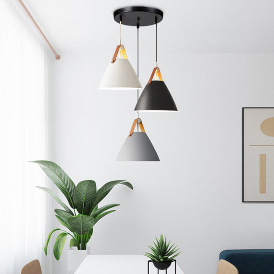 Minimalist Conical Pendant Lighting Fixture For Dining Room - Metal Hanging Lamp