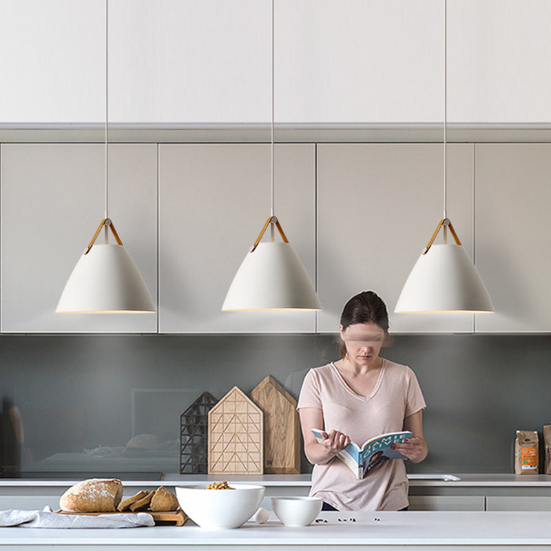 Minimalist Conical Pendant Lighting Fixture For Dining Room - Metal Hanging Lamp