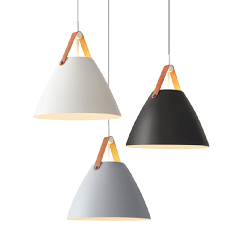 Minimalist Conical Pendant Lighting Fixture For Dining Room - Metal Hanging Lamp