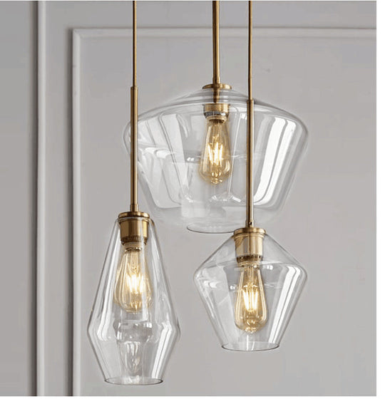 Cup-Shape Minimalist Pendant Lighting Fixture with Glass Shade