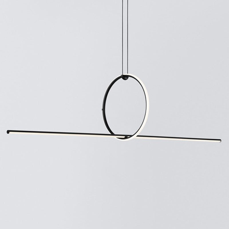 Contemporary Metal Led Hanging Pendant Light For Offices - Black