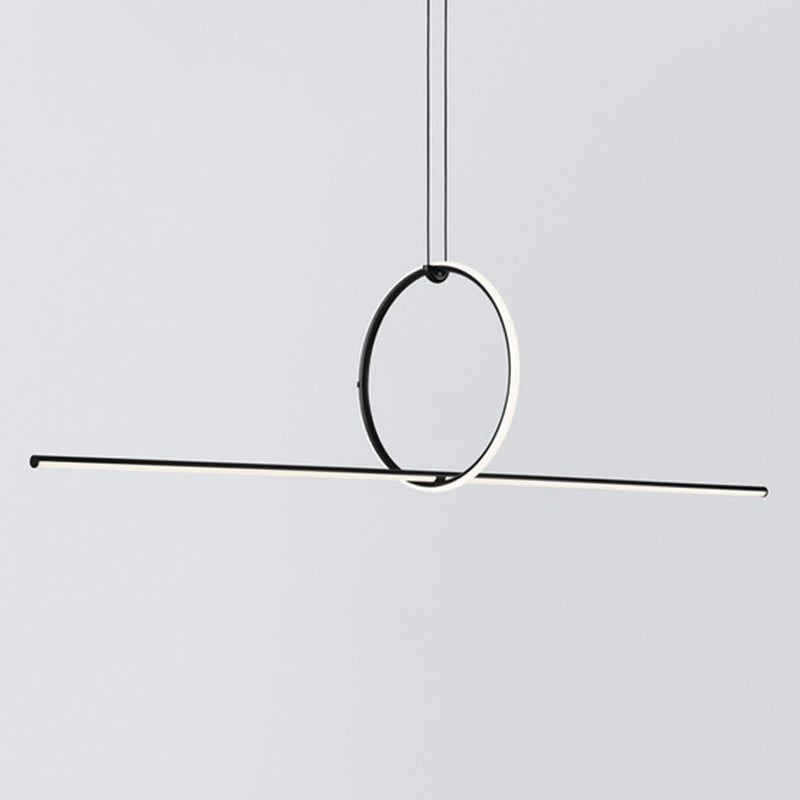 Contemporary Metal Led Hanging Pendant Light For Offices - Black