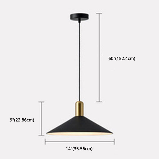 Black Metal Industrial Tapered Pendant Ceiling Light Fixture