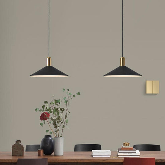 Black Metal Industrial Tapered Pendant Ceiling Light Fixture