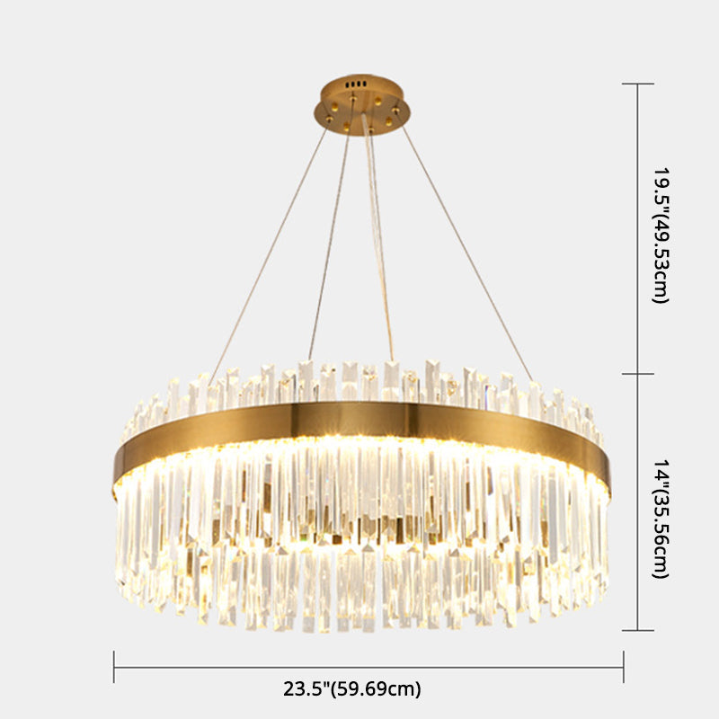 Contemporary Led Pendant Lamp With Crystal Shade & Gold Finish