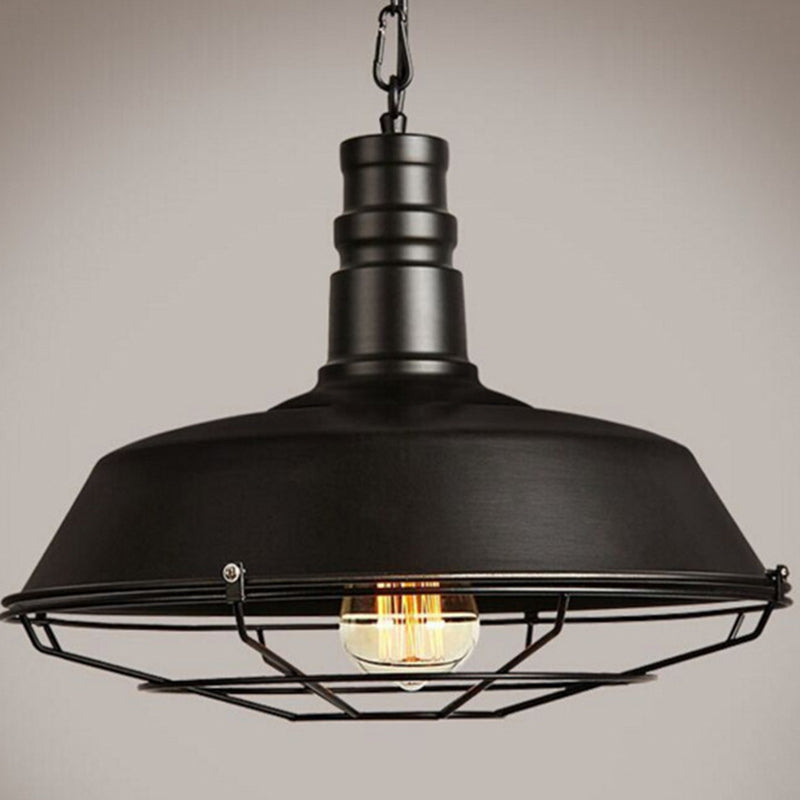 Industrial Black Metal Pendant Ceiling Light Fixture - Networked Shop Hanging