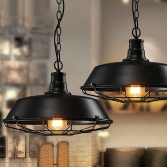 Industrial Black Metal Pendant Ceiling Light Fixture - Networked Shop Hanging