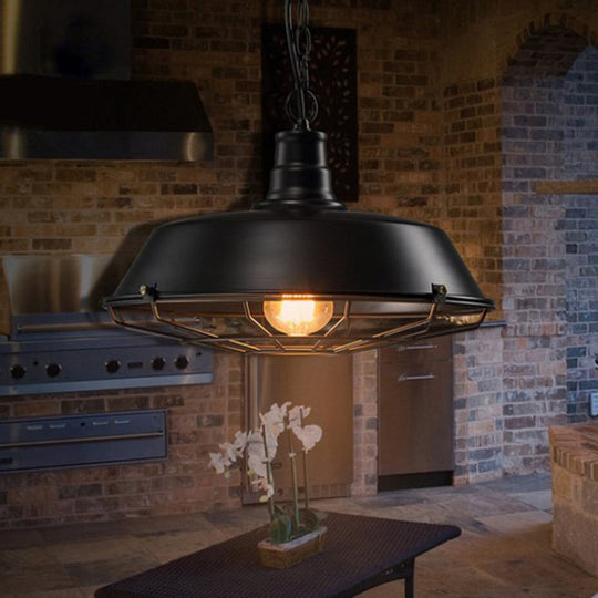 Industrial Black Metal Pendant Ceiling Light Fixture - Networked Shop Hanging