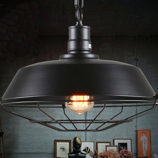 Industrial Black Metal Pendant Ceiling Light Fixture - Networked Shop Hanging