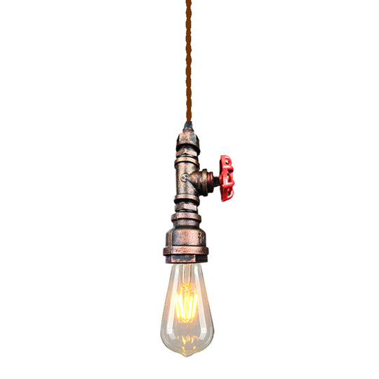 Vintage Metal Pendant Light | Water Pipe Bar Hanging Fixture Rust