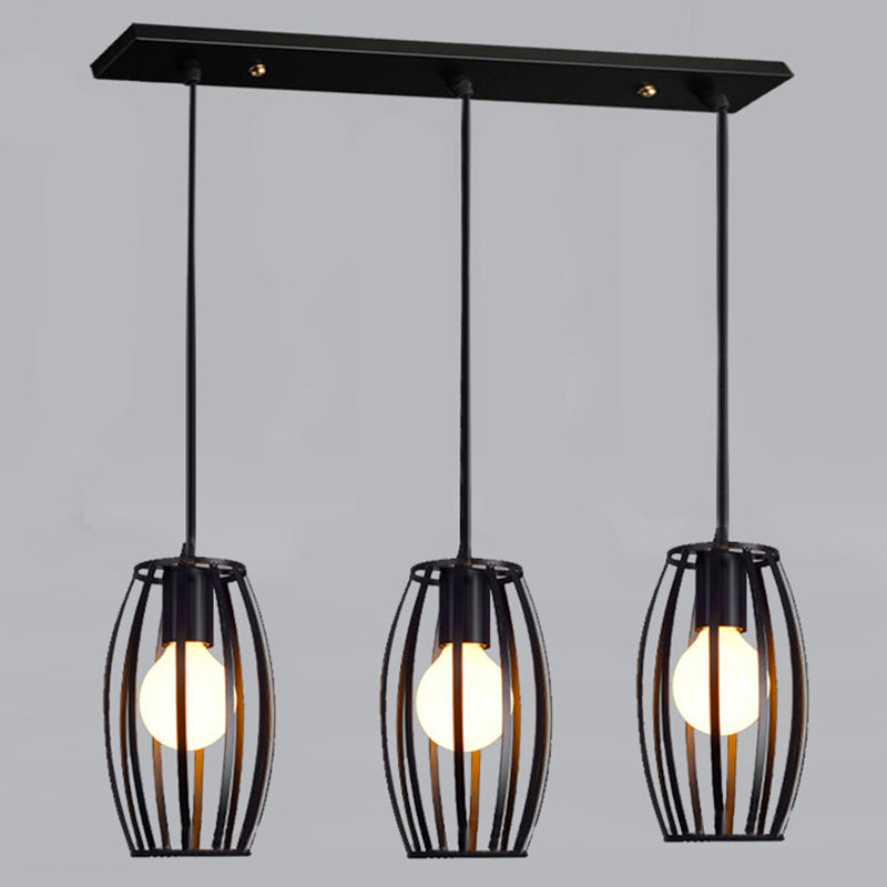 Modern Industrial Geometric Pendant Light In Black