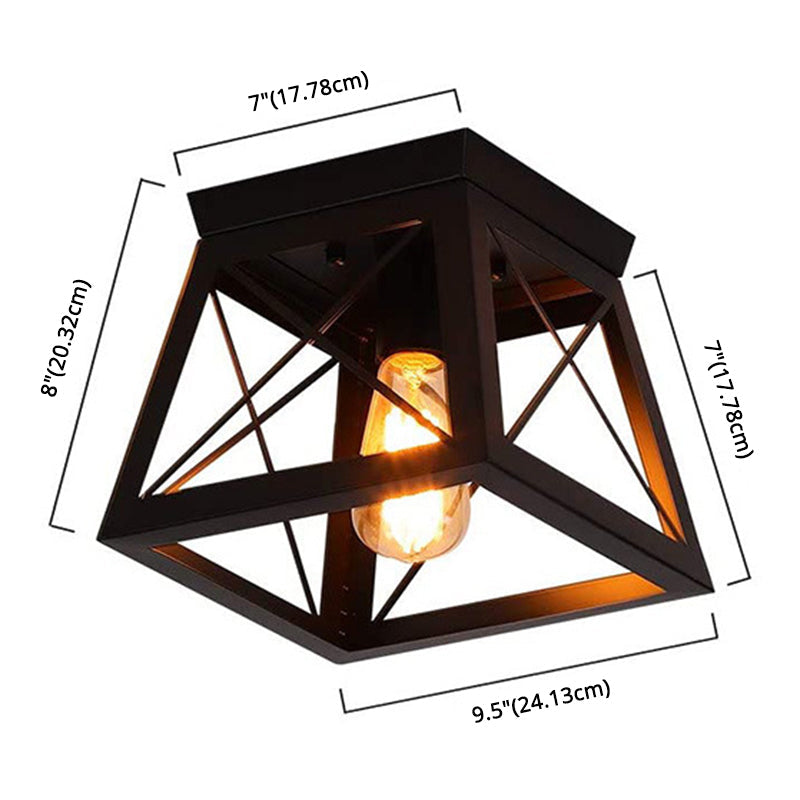 Metal Black Industrial Square Ceiling Light Fixture - Flush Mount Lamp