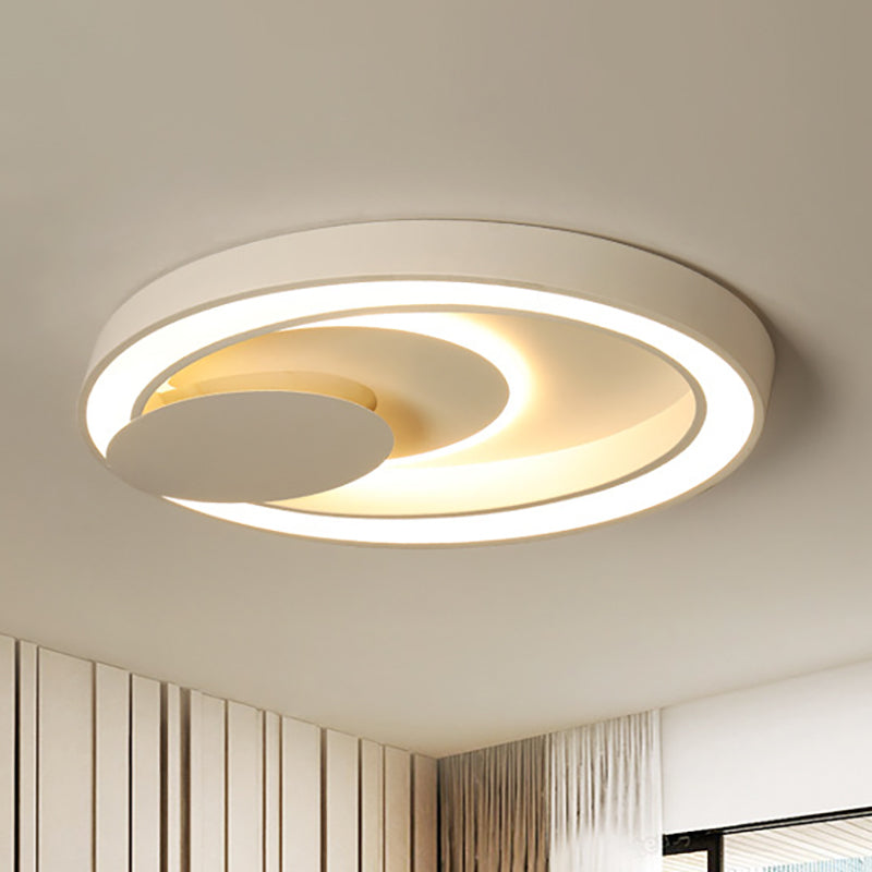 23-34.5" W White Oval LED Flush Ceiling Light for Bedroom - Simplicity Style, Warm/White