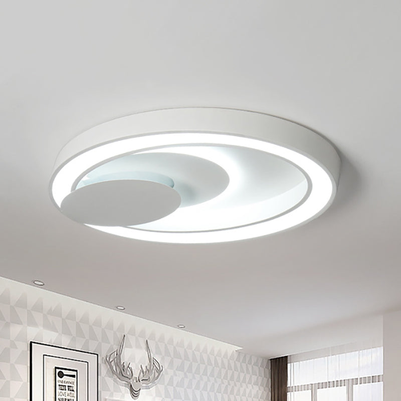 23-34.5" W White Oval LED Flush Ceiling Light for Bedroom - Simplicity Style, Warm/White