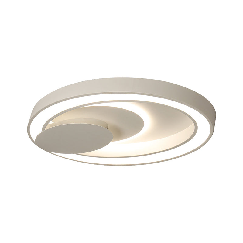 23-34.5" W White Oval LED Flush Ceiling Light for Bedroom - Simplicity Style, Warm/White