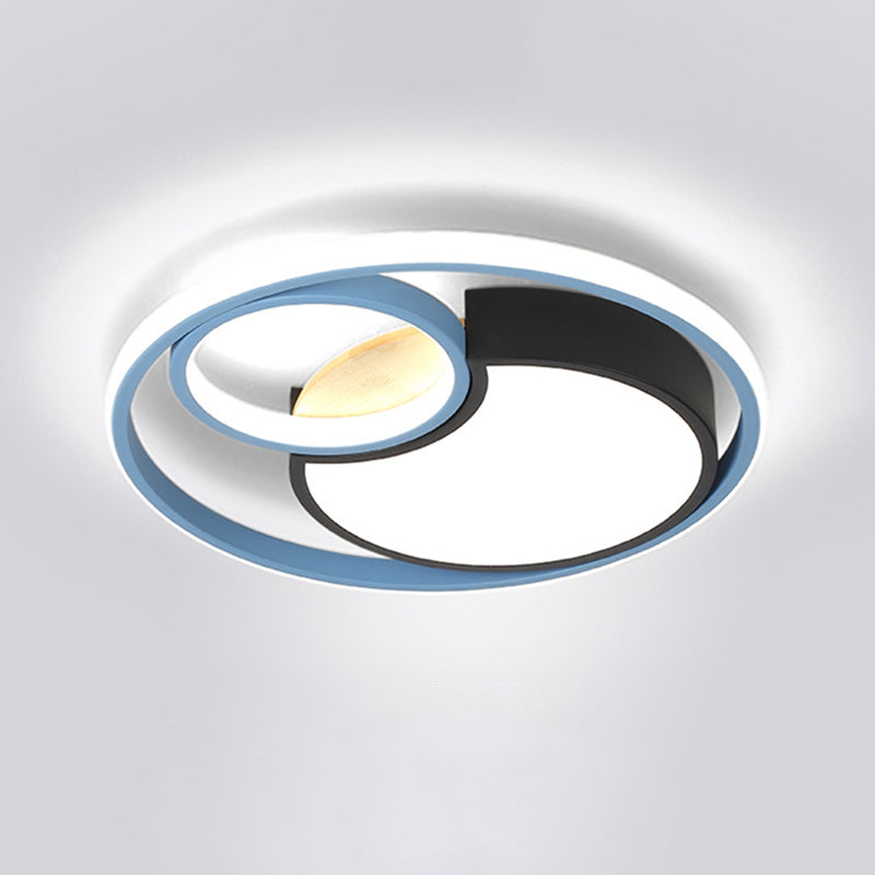 Contemporary Led Blue Flush Mount Ceiling Light - Acrylic Close-To-Ceiling Lighting