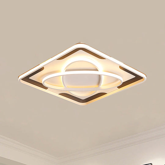 Modern Geometric Flush Ceiling Light Fixture - Integrated LED, Metal Black/White, Warm/White - 18"/23.5"/35.5" W