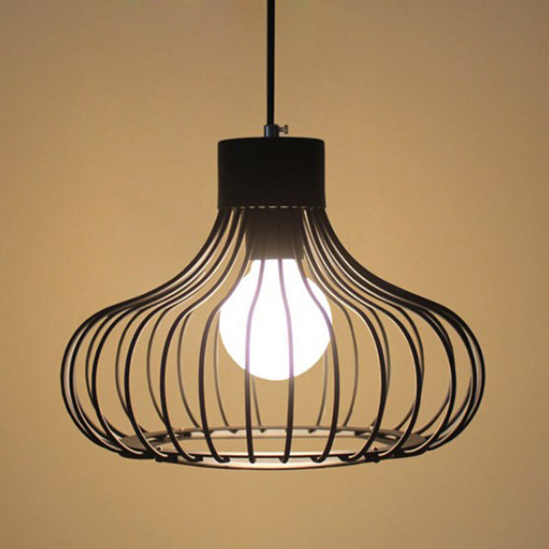 Industrial Black Cage Metal Pendant Light For Living Room Ceiling - Stylish Lighting Solution