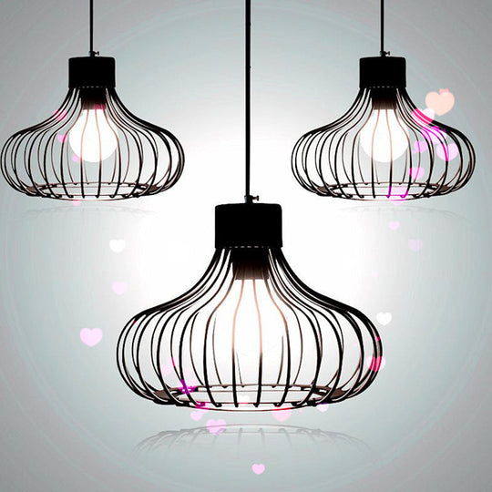 Industrial Black Cage Metal Pendant Light For Living Room Ceiling - Stylish Lighting Solution