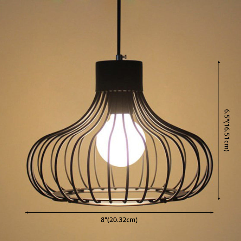 Industrial Black Cage Metal Pendant Light For Living Room Ceiling - Stylish Lighting Solution