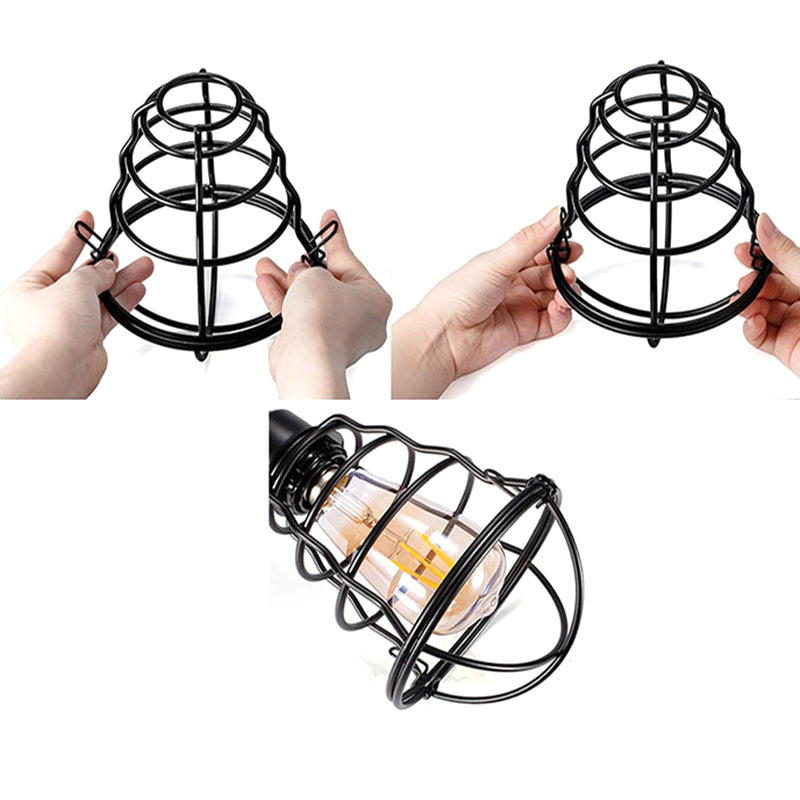 Industrial Cage Metal Pendant Light Fixture - Hanging Black Ceiling For Restaurants