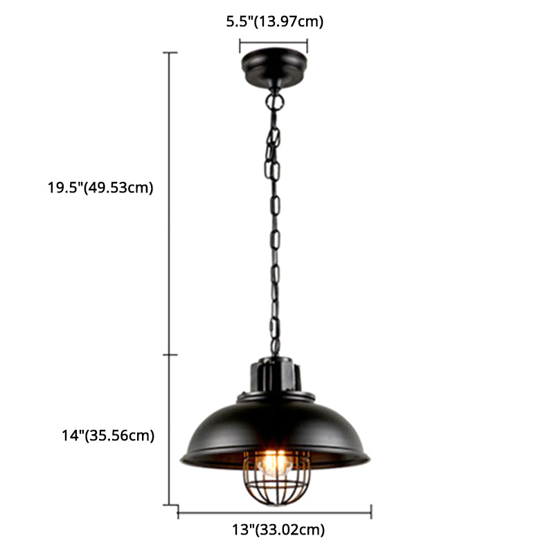 Industrial Metal Cage Shaded Black Pendant Light - Commercial Ceiling Lighting