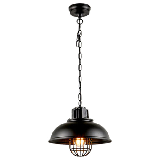 Industrial Metal Cage Shaded Black Pendant Light - Commercial Ceiling Lighting