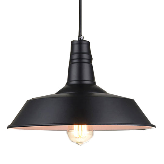 Industrial Style Shaded Pendant Light Fixture For Dining Room Black / 14