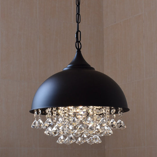 Vintage Style Metal Pendant Light - Dome Shade Restaurant Hanging Fixture Black