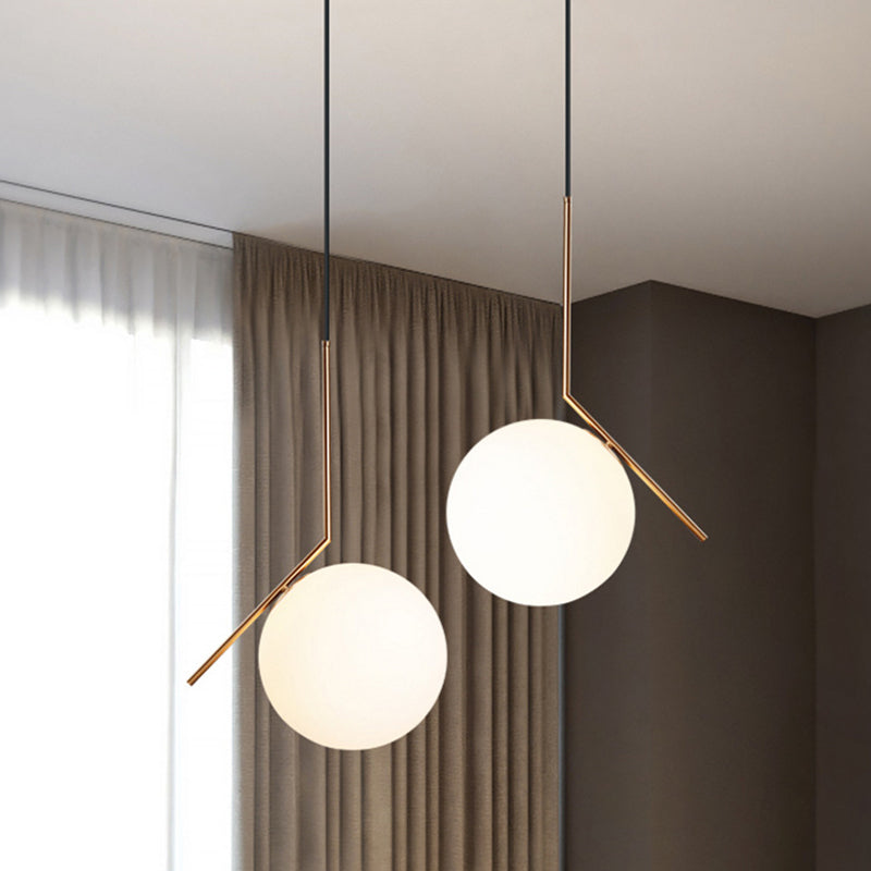 Modern White Glass Pendant Bedroom Light Fixture