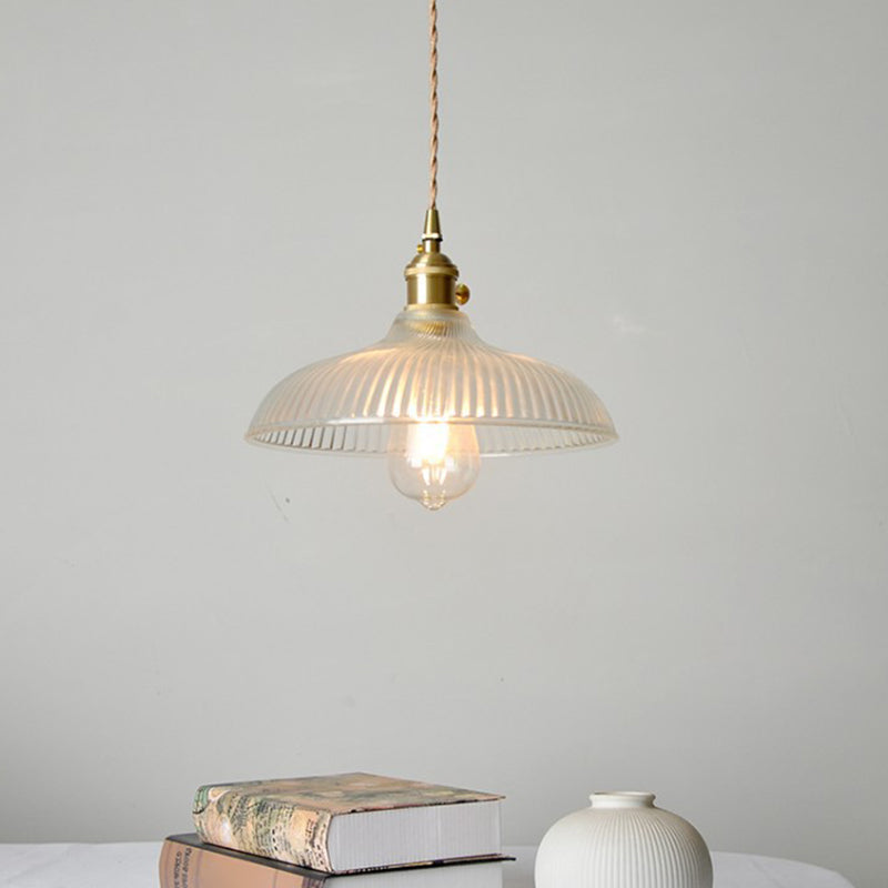 Contemporary Glass Pendant Lighting Fixture - Gold Hanging Lamp For Bedroom