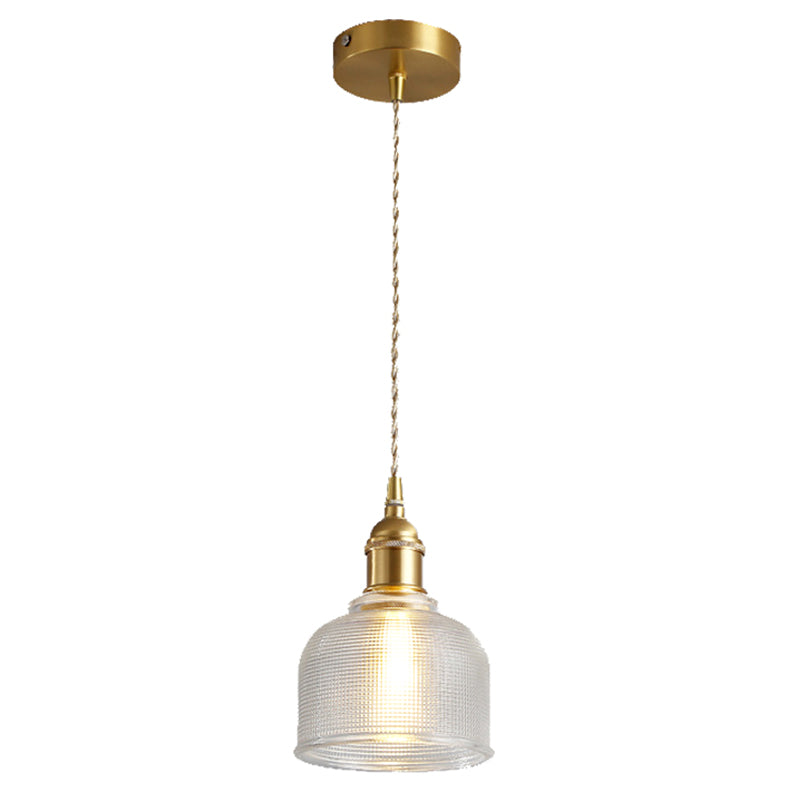 Contemporary Gold Suspension Pendant With Glass Dome For Bedroom Ceiling Lighting